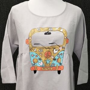 VW Peace Bus Hippie Flower Child New  Size Small